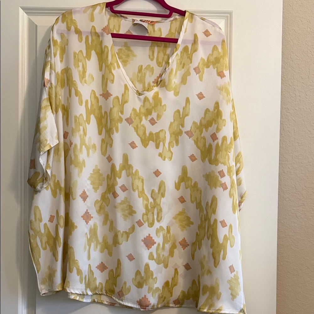 Adrienne Yellow and Cream Patterned Blouse